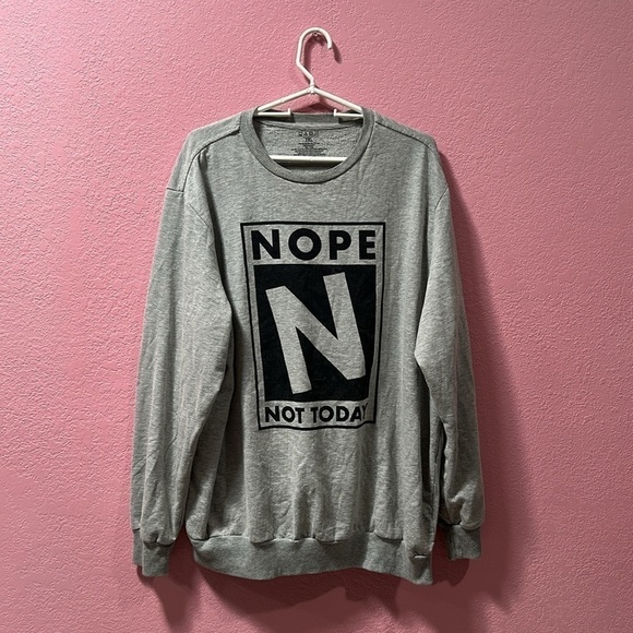Men’s Gray “Nope Not Today” Sweatshirt Size 2XL - Picture 1 of 4